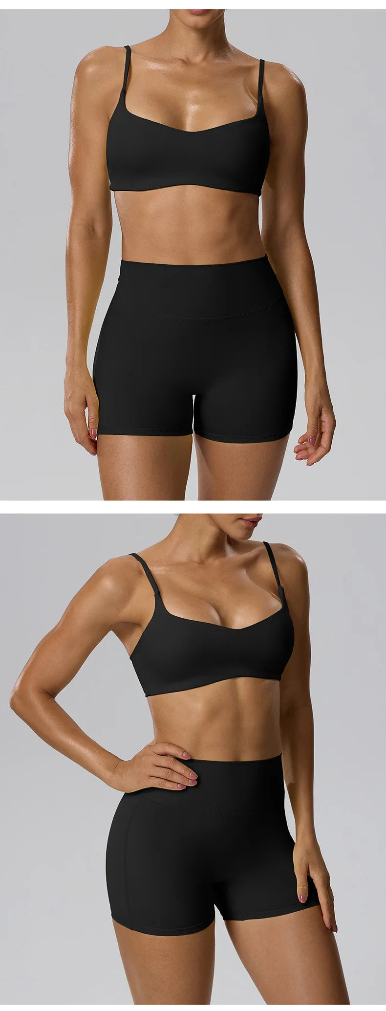 RAVGYM Set 3 en 1 — Sujetador Deportivo + Shorts + Leggings Peach Hip