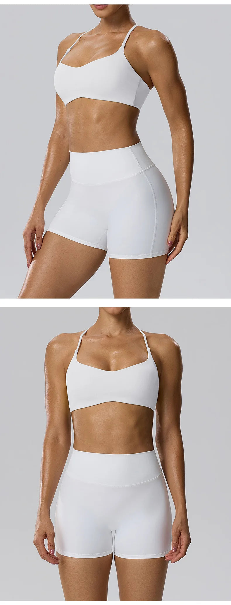 RAVGYM Set 3 en 1 — Sujetador Deportivo + Shorts + Leggings Peach Hip