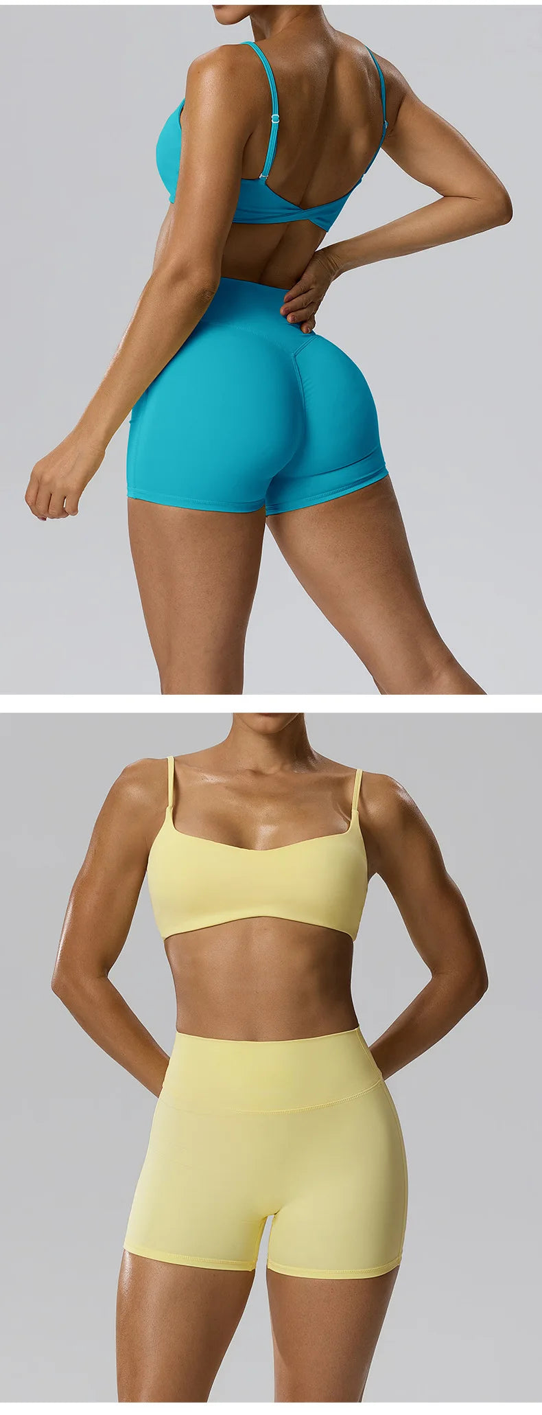 RAVGYM Set 3 en 1 — Sujetador Deportivo + Shorts + Leggings Peach Hip