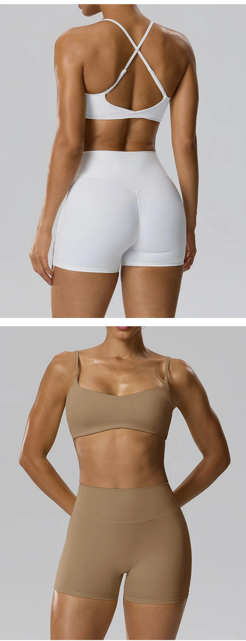 RAVGYM Set 3 en 1 — Sujetador Deportivo + Shorts + Leggings Peach Hip