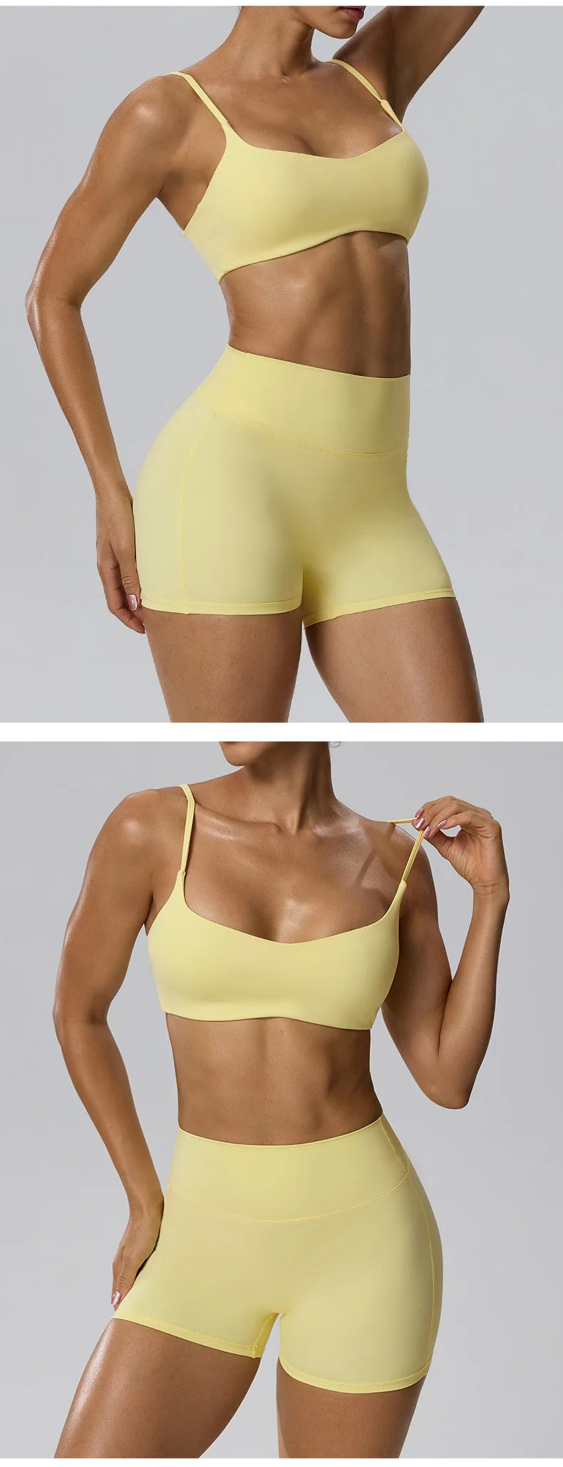 RAVGYM Set 3 en 1 — Sujetador Deportivo + Shorts + Leggings Peach Hip